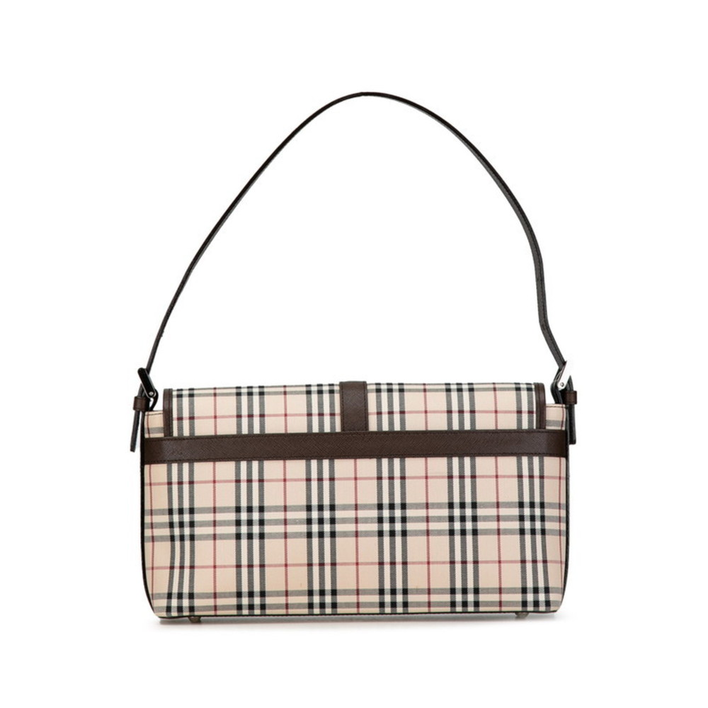 BURBERRY Beige Brown Canvas Leather Handbag - Picture 3 of 8